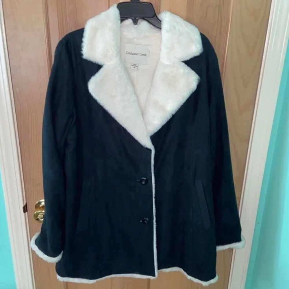 NWOT! Coldwater Creek - Navy Fur Coat - Large